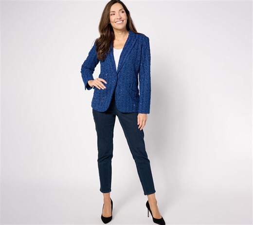 Dennis Basso Boucle Blazer with Sequin Accents - QVC.com
