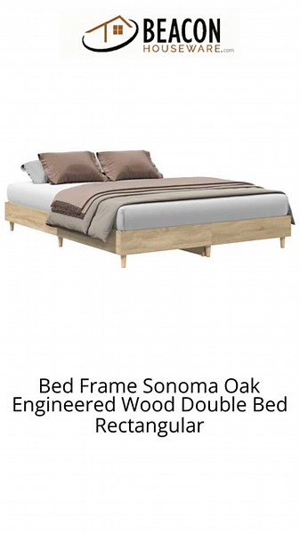 Bed Frame Sonoma Oak Engineered Wood Double Bed Rectangular