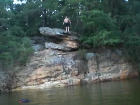 Snake head rock cliff jump at Rough River Lake in KY