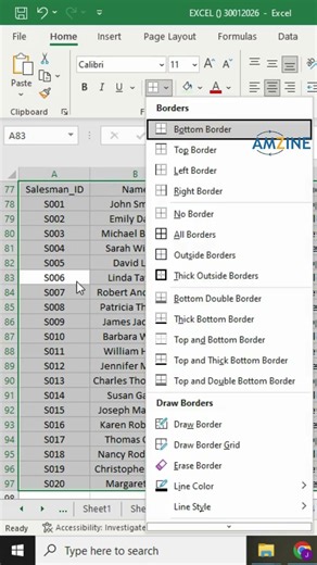 How to use shortcut for applying borders on Excel. Join our Excel training course today. #BestExcel
