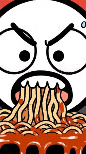 Stickman eating spicy noodles #usa #funny #stickman #eating #asmr #mukbang #shorts