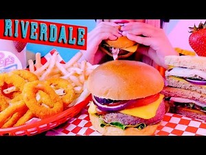 ASMR RIVERDALE FOOD *Onion rings, Burger, Fries, Chocolate Sundae, Pancakes, Milkshake* 먹방