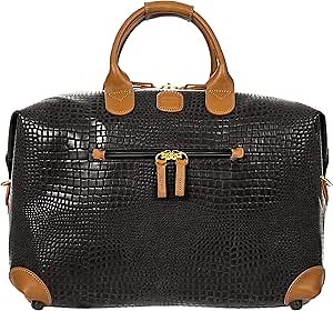 Bric’s My Safari Rolling Duffel Bag – Luxury Water-Resistant Coated PVC Travel Bag with Wheels, Leather Trim, TSA Lock, Carry-On Luggage - 18 Inch, Black