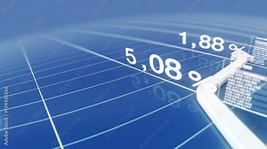 Growing chart on blue background, seamless loop, depth of field, HD1080p