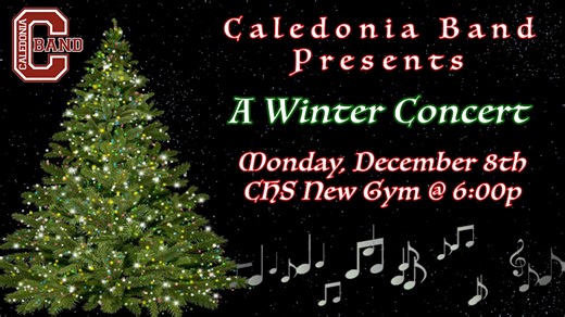 1.6K views · 11 reactions | You are cordially invited to our annual Winter Concert featuring your Caledonia High School Band on Monday December 8th. See below for more details! Caledonia Band Caledonia HS Band Booster Club | Caledonia High School | Facebook