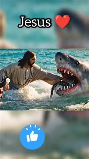 Jesus runs to save a kitten from a shark's mouth! #jesus #jesuschrist #faith
