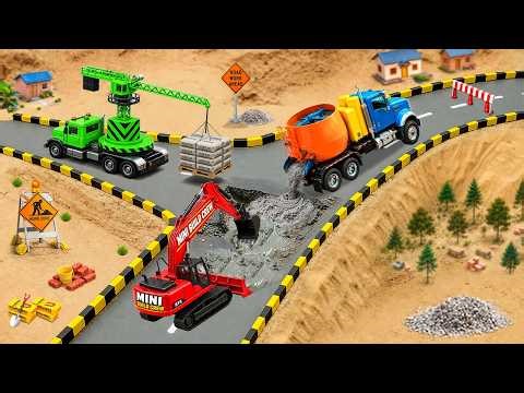 DIY Mini Tractor and Crane Build a Steep Concrete Mountain Road | Science Project
