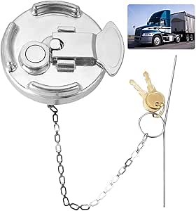 Homaisson Locking Fuel Cap, Lever Style Diesel Fuel Tank Cap, Secure Metal Fuel Cap with 2 Keys, Compatible with Peterbilt Trucks, OE Number Paccar # 11-04859-200, Velvac # 600212