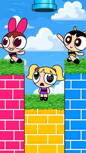 Powerpuff Girls Water Drop Challenge 💧 Funny Cartoon Short #shorts