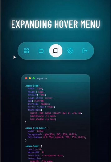 Expanding Hover Menu CSS & JavaScript — Clean Button Hover Effect