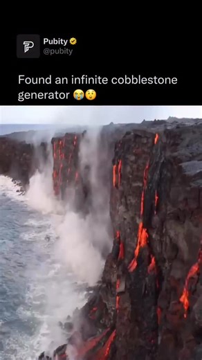 Pubity on Instagram: "⛏️ When lava meets water, the rapid cooling causes the outer surface of the lava to harden instantly while the inside stays molten, often forming cracked, glassy rock. The extreme temperature difference can also flash the water into steam, sometimes triggering explosive reactions that shatter the lava into fragments and send steam and ash into the air, especially when lava flows into the ocean or erupts underwater. (EpicLava via ViralHog) #surprise"