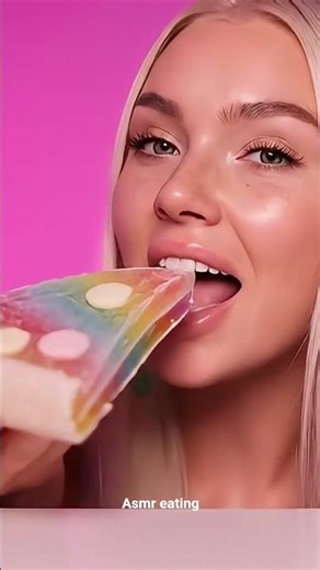 asmr eating gummy pizza