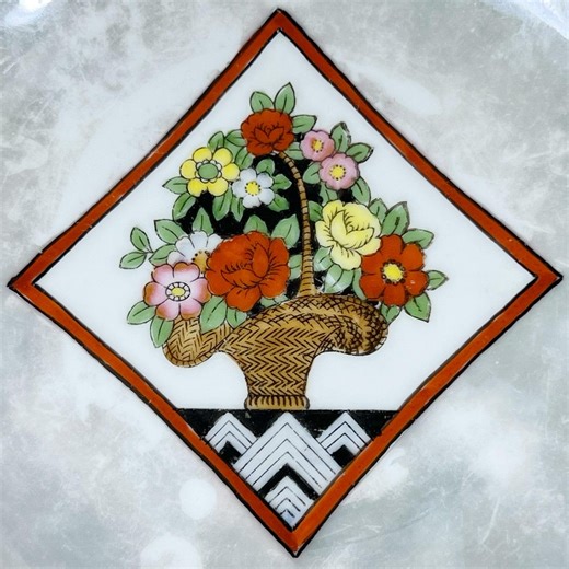 Antique Noritake Art Deco Luster Porcelain Plate Floral Flower Design Japan