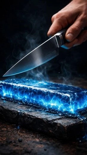 molten blue bar cutting ASMR #shorts #ai #satisfying #asmr