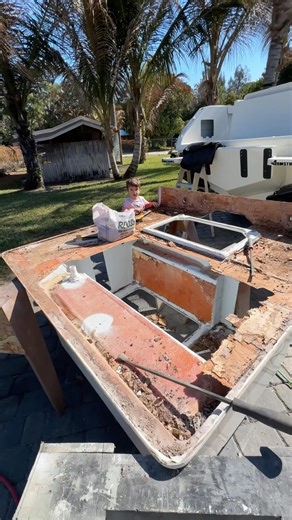This boat was rotted! We’re fixing it. #boat #project #rotten #boating #fixit