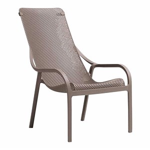 Nardi Net Tortora Resin Stackable Outdoor Lounge Arm Chair with Towel Clips