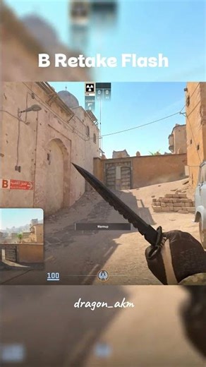 Perfect B‑Site Retake Flash (Dust 2) #cs2 #dust2 #dragon_akm