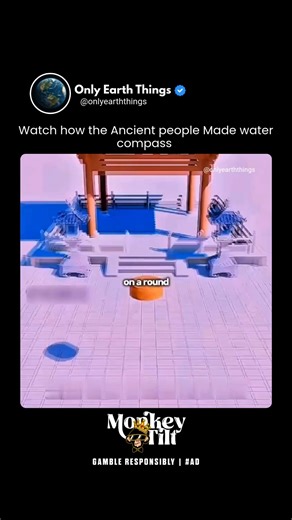 Only Earth Things on Instagram: "Ancient Chinese inventors created the water compass by floating a magnetized needle or spoon on water, letting it naturally align with Earth’s magnetic field and point south. Long before GPS, this simple yet genius device guided travelers and sailors, marking one of the earliest steps in navigation technology. Play Online at @MonkeyTilt #AncientInventions #WaterCompass #NavigationHistory #DidYouKnow #FYP #Principle888 #ScienceFacts #explore"