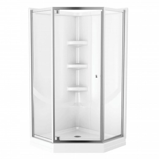 Delta Foundations 38 in. L x 38 in. W x 73.88 in. H Corner Shower Stall/Kit BVS3-FN263-WHPC - The Home Depot