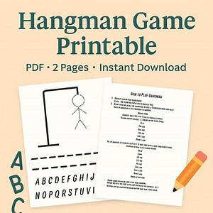 Hangman Game Printable for Kids & Adults | Alphabet Word Guessing Game PDF | Educational Classroom Activity | Instant Download - Etsy Australia