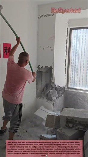 Interior Wall Demolition Tips 🕳️ #WallDemo #OpenConcept #RenovationSafety #Worker #Process