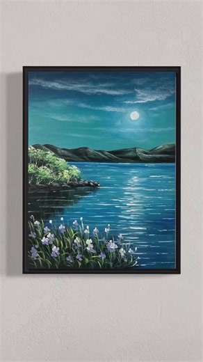 Easy Moonlight Lake Acrylic Tutorial for Beginners