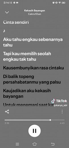 Lirik Kekasih Bayangan oleh Cakra Khan