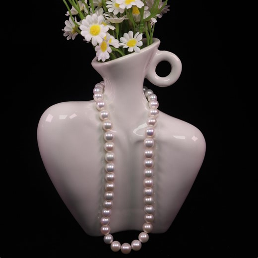 10mm White Freshwater Cultured Pearl Handmade Necklace, Customizable Length, Valentine's Day and Parties Anniversaries - Etsy