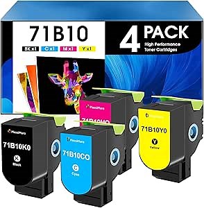 MasaiMara 71B10 71B10K0 71B10C0 71B10M0 71B10Y0 Compatible Toner Cartridges for Lexmark CS317 CS417 CS517 CS317dn CS417dn CS517de CX317 CX417 CX517 CX317dn CX417de CX517de Printer (4-Pack)