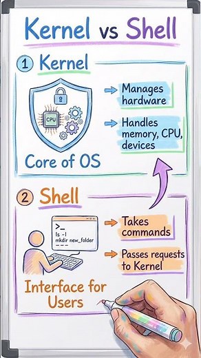 Kernel vs Shell Explained in 60 Seconds | OS Basics#education #operatingsystem #facts #learning