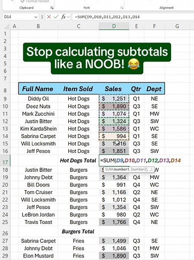 How to group data in Excel using subtotals! #excel #spreadsheet #corporate