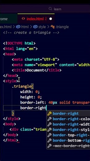 Triangle using html and css | HTML | css 👍