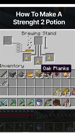 How to make a strength 2 potion in Minecraft #minecraftshorts #minecraft #gaming #gameplay