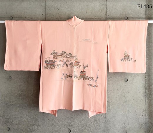 F1435: Japanese Vintage Kimono Haori, Jacket, Robe, Dress. Pink. Festival. - Etsy