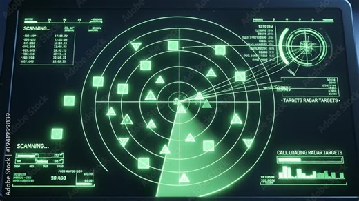 Radar Screen Scanning Loop - This video depicts a green radar screen with a circular grid and a scanning beam.