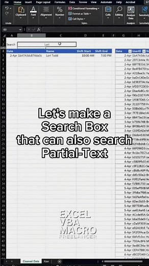Search Box with Partial Text Search. Follow me for more Excel Tips and Tricks. #Excel #ExcelTips #ExcelTricks #ExcelVBA #ExcelMacro #ExcelFormulas #DataAnalysis #excelvbamacrofreelancer #Spreadsheet #Office365 #MicrosoftExcel #ExcelDashboard #PivotTables #PowerQuery #PowerPivot #FinancialModeling #Productivity #Automation #DataManagement #ExcelAddIn #Reporting #ExcelTemplates #BusinessIntelligence #ExcelCharts #ExcelTraining #ExcelCommunity #ExcelExperts #ExcelData #ExcelFunctions #ExcelHelp