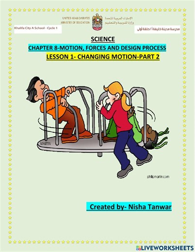 Chapter 8 lesson 1 forces and motion PART 2 worksheet