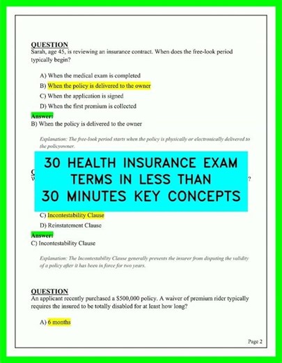 HEALTH INSURANCE EXAM TERMS - 30 KEY CONCEPTS IN LESS THAN 30 MINUTES | QUICK REVIEW FOR EXAM PREP