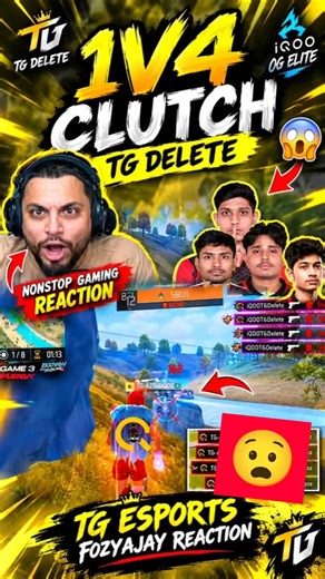 TG DELETE 1V4 CLUTCH vs S8UL 😱🔥 | Rocky Bhai and Sid Reaction | Free Fire Esports