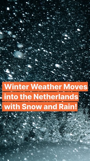 Wintery weather moves into the Netherlands tonight as rain and snow arrive from the west. A snow band shifts northeast overnight, causing brief whitening and slippery spots while the east stays dry. Sunday remains grey and cold with occasional snow before a new system brings rain turning to snow toward the northeast. Later, milder air changes snow back to rain, and early next week becomes wetter and milder with 6–8°C, heading toward double digits later in the week. #netherlands #november #winter