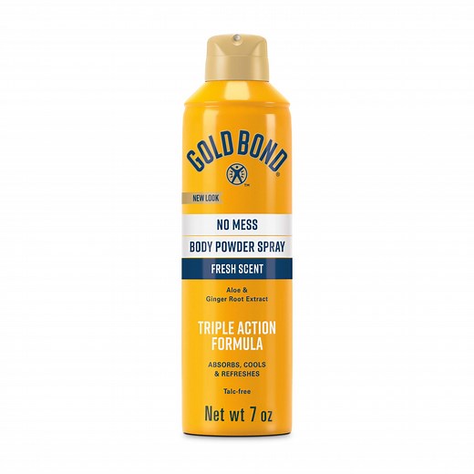 Gold Bond No Mess Talc-Free Body Powder Spray, 7 oz., Fresh Scent, With a Triple Action Formula