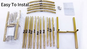 Metal Arch Backdrop Stand and Cover Set 7.2FT 6FT Gold Arch Stand Frame with Navy Blue Spandex Fitted Arch Covers for Wedding Party Reception Decorations