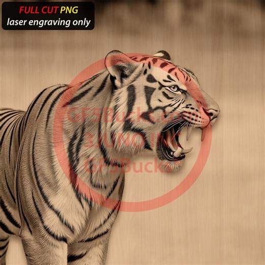 3D Illusion Tiger PNG – Roaring Jungle Predator Design – 14x14 Inches – Gf5bucks® - Etsy