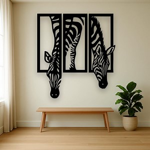3 Panel Zebra Wall Art, Modern Wooden Safari Animal Wall Decor, African Wildlife Wall Hanging, Safari Wall Decor, Extra Large Wall Wood Art - Etsy