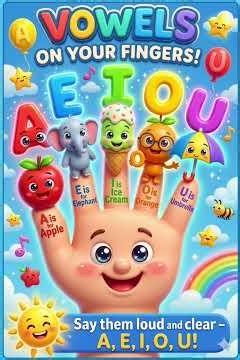 Vowels Song for Kids 🍎🐘 Vowels on Your Fingers! Learn A, E, I, O, U #foryou #edukidstv #viralvideo