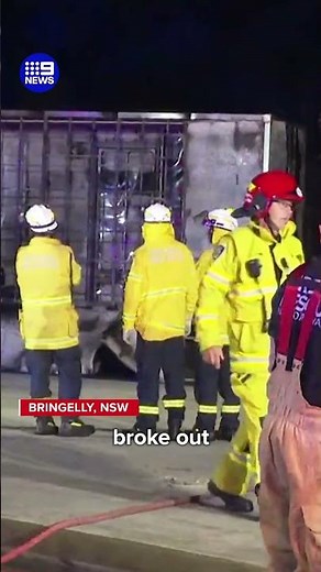 Truck gutted by blaze in Sydney's west | 9 News Australia