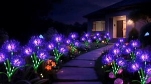 Solar Garden Flower Lights Outdoor, 4 Pack Purple Spider Lily Solar Lights with Glowing Stems, IP65 Waterproof LED Yard Decor for Patio Lawn Pathway,Gifts for Women Mom Grandma