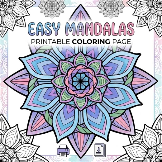 20 Mandala Coloring Pages, Sacred Geometry Zentangle, Zen Meditation Drawing, Easy Mindfulness Doodle, Digital Download Printable for KDP - Etsy