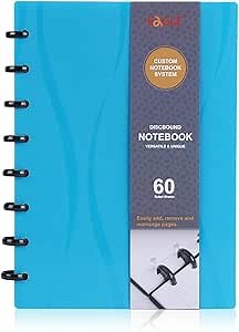 Eagle Discbound Notebook, Customizable Notebook, Junior Size, Poly Cover, 60 Sheets Ruled/Lined Pages (Blue)
