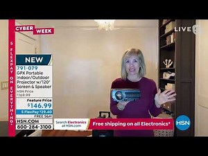 GPX Portable Indoor/Outdoor Projector Bundle w/120" Scre...